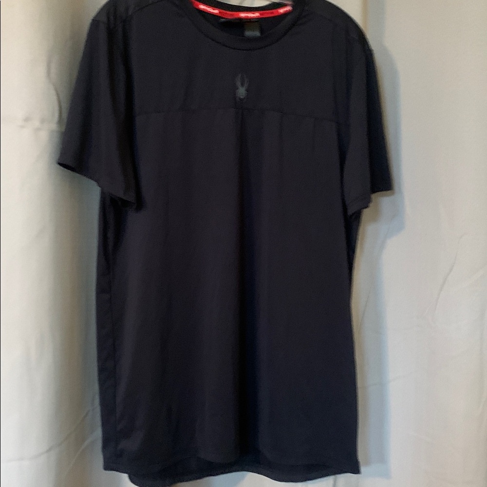 Spyder‎ Shirt Mens Large Active Athletic Black Center Chest Logo Back Logo